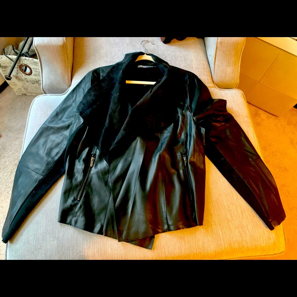 Black pleather open jacket